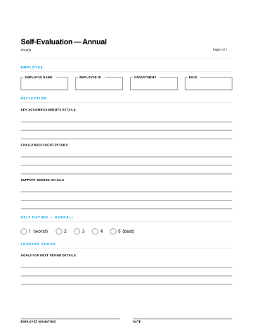 Self-Evaluation — Annual — Self & Peer template