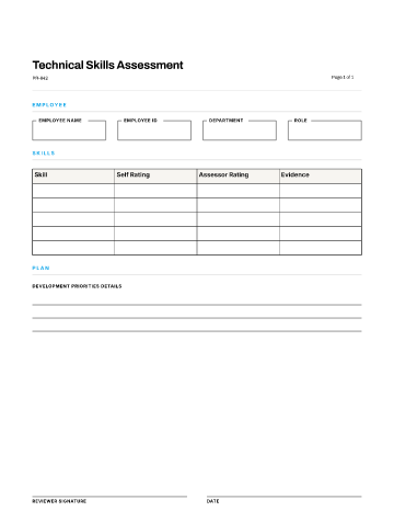Technical Skills Assessment — Competency & Skills template