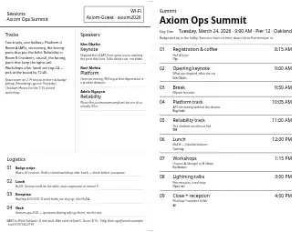 Axiom Ops Summit — Folded day sheet — Conferences & Summits program template