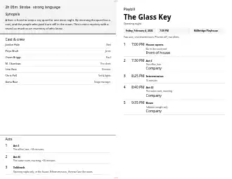 The Glass Key — Folded playbill — Theatre & Film program template