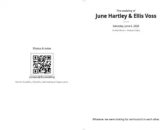 June & Ellis — Folded booklet — Weddings & Celebrations program template