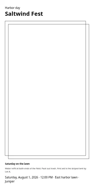Saltwind Fest — Tall day card — Festivals & Community template