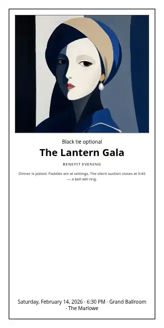 Lantern Gala — Tall evening card — Weddings & Celebrations program template
