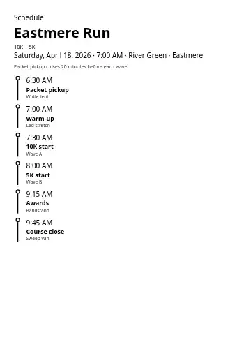Eastmere Run — Race day — Festivals & Community template