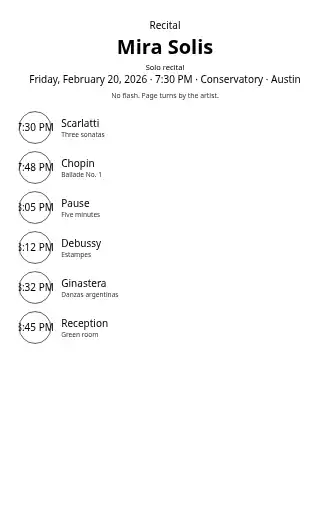 Mira Solis — Piano — Concerts & Recitals template