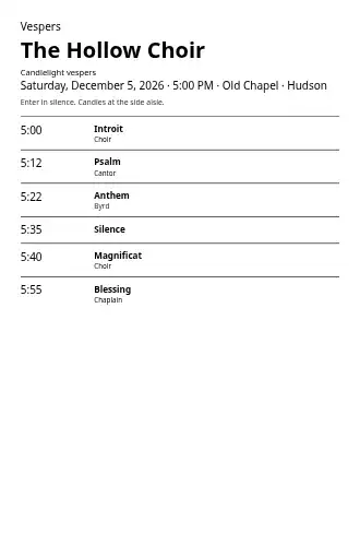 The Hollow Choir — Vespers — Concerts & Recitals template