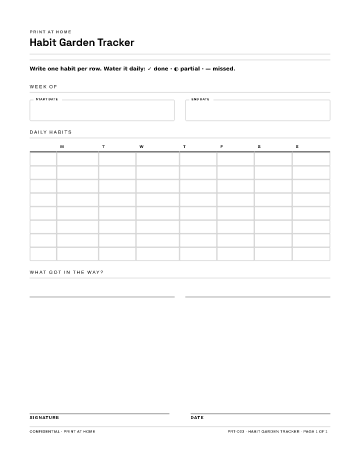 Habit Garden Tracker — Habit Trackers form template