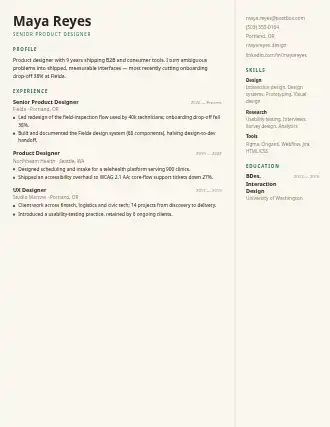 Maya Reyes — rightrail resume — Corporate resume template