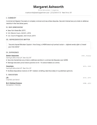 Margaret Ashworth — brief resume — Corporate resume template