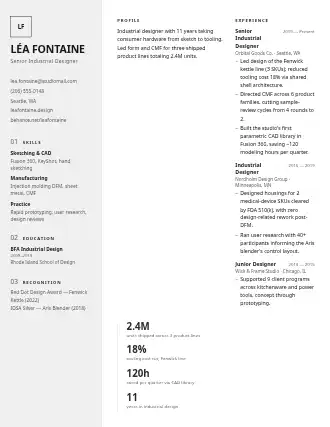 Léa Fontaine — modulor resume — Creative template
