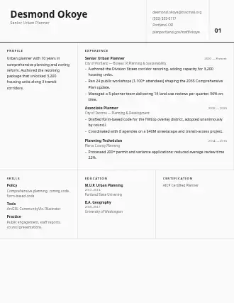 Desmond Okoye — zoning resume — Corporate resume template