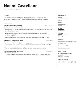 Noemi Castellano — lexicon resume — Minimal template