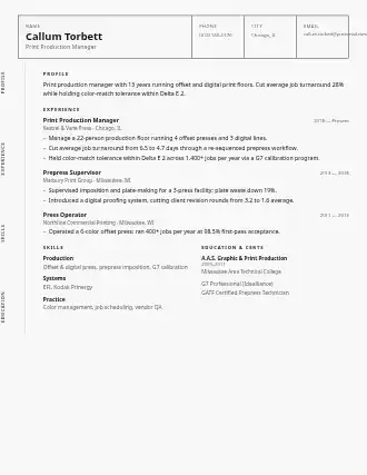 Callum Torbett — signage resume — Technical template