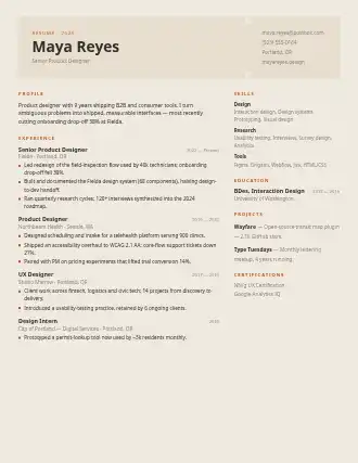 Maya Reyes — ticket resume — Creative resume template