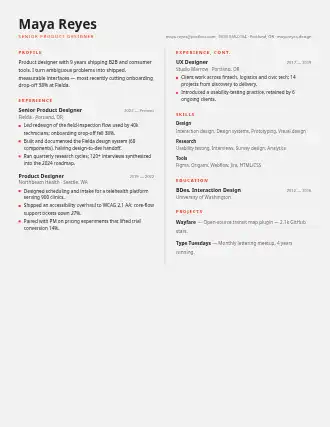Maya Reyes — twocol resume — Corporate resume template