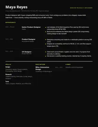 Maya Reyes — ledger resume — Corporate resume template