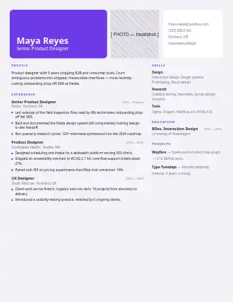 Maya Reyes — metro resume — Creative resume template