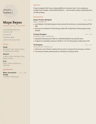 Maya Reyes — sidebar resume — Corporate resume template