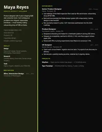 Maya Reyes — duo resume — Creative resume template