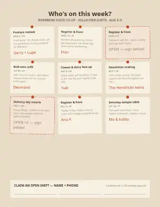 Who's on this week? — volunteer pinboard — Calendars & Planners schedule template