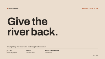 Riverkeep — Parks commission — Parks commission pitch deck template