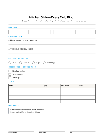 Kitchen Sink — Every Field Kind — Forms template