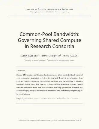 Common-Pool Bandwidth: Governing Shared Compute in Research Consortia — Academic template
